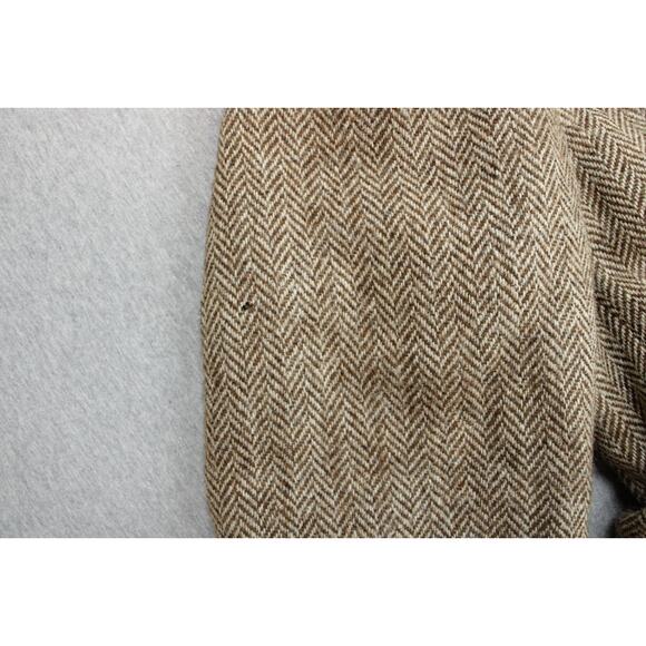 Harris Tweed Blazer Mens 46R Brown Herringbone Elbow Patch Notch Lapel Blazer - Picture 7 of 12
